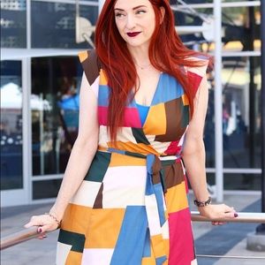 Hutch brand wrap color block maxi dress size L 14